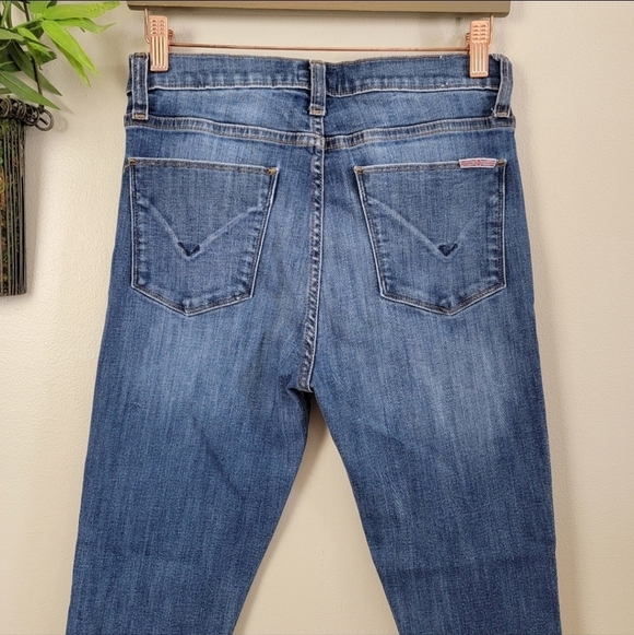 Hudson 28 Blair Super Skinny Chewed Crop High Rise Medium Wash Stretch Jeans - Picture 10 of 15